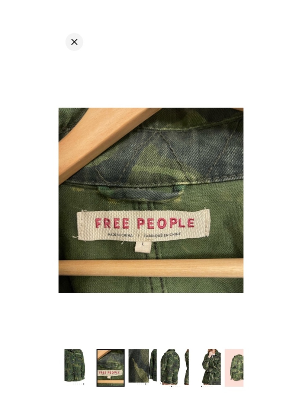 Free People Camouflage Utility Jacket in Size Large - Picture 6 of 7